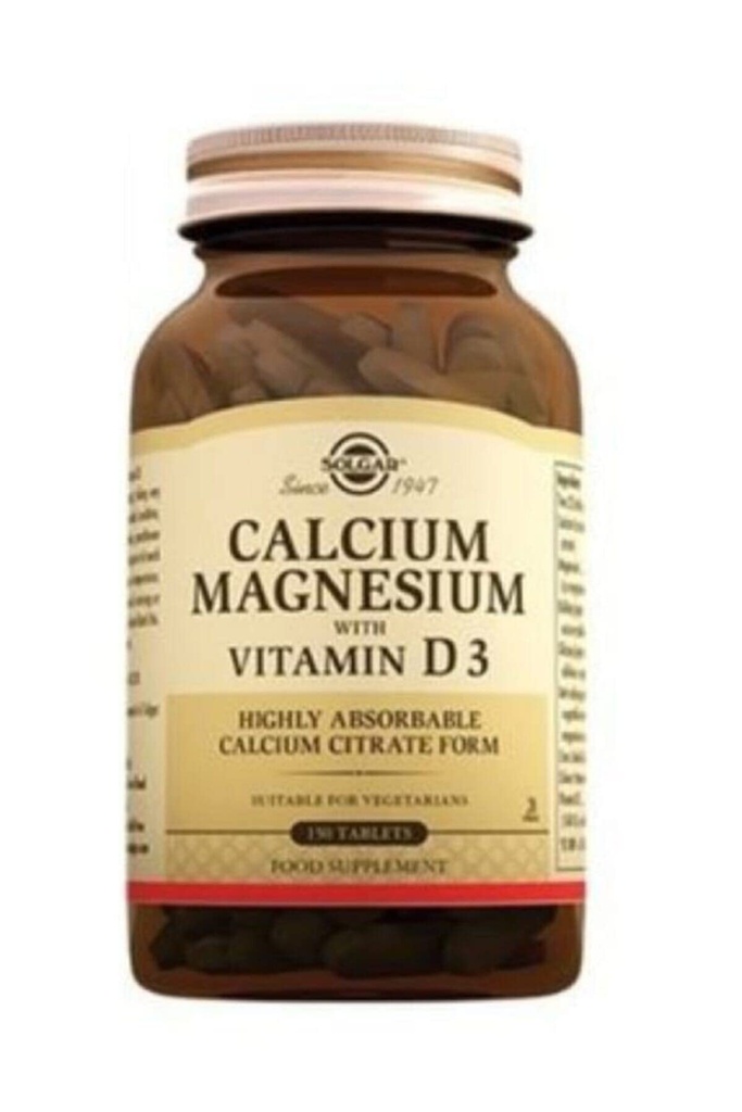 Solgar calcio magnesio con vitamina D3-150 compresse, confezione da 2 - promuove ossa sane, supporta la funzione Nerve & muscolare - Non-OGM, senza glutine, Kosher - 60 Total Servings