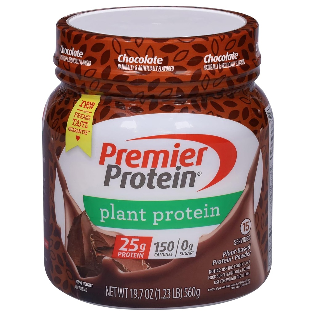 Proteine delle piante della polvere Premier, Cioccolato, 25g Proteine Basate sulle piante, 0g Zucchero, Senza Glutine, Senza Soia o Latticini, 15 Serve