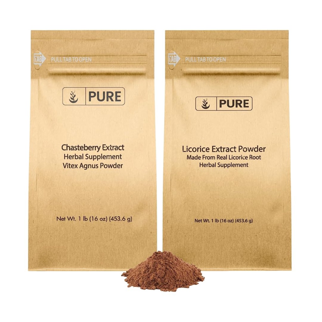 PURE ORIGINAL INGREDIENTI Estratto di Chasteberry e Bundle estratto di liquirizia, 1 lb Ogni, Non OGM, Integratori senza glutine