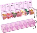 2 Pack organizzatore di pillole settimanali, grande scatola di pillole di 7 giorni, scatola quotidiana di medicina della cassa della vitamina, contenitori di pedaggio per i supplementi di medicina olio di pesce (Pink)