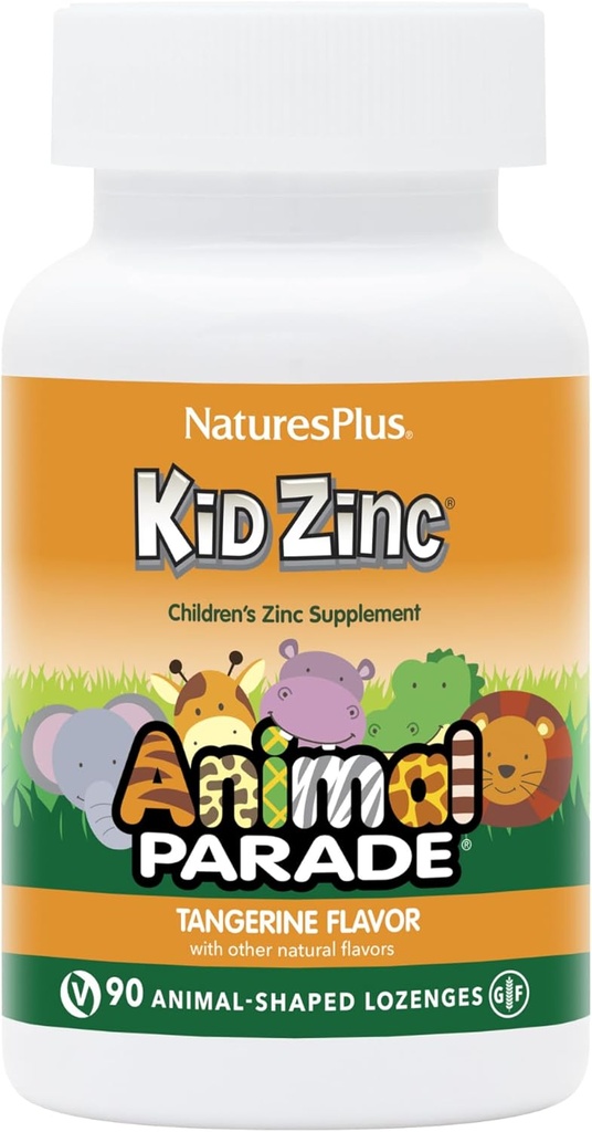 NaturesPlus Animal Parade KidZinc, Tangerine Flavor - 90 Animal-Shaped Lozenges, Pack of 3 - Organically Chelated Zinc - Vegan, Gluten Free - 270 Total Servings