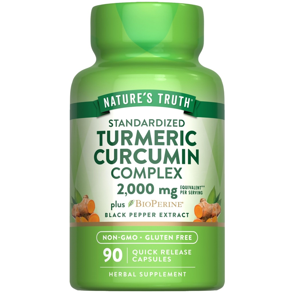 Nature's Truth Turmeric Curcumin Capsules | 90 Count | mit 95% Standardisierte Curcuminoide und Bioperine | Non-GMO und Gluten Kostenlose Ergänzung