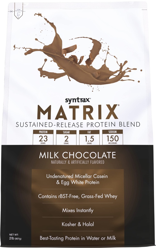 Syntrax Nutrition Matrix - Mélange de protéines à libération prolongée, chocolat au lait 2 lbs.