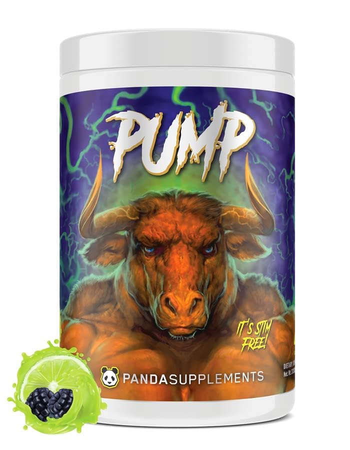 Sotterranea Bio Labs Panda Supps Pompa, Pre-Workout, No-Clump Formula w/10G L-Citrulline Malate, Alpha GPC, Lions Mane,CognatiQTM, VasoDrive-AP® 40 Scoops (BlackBerry Lime)