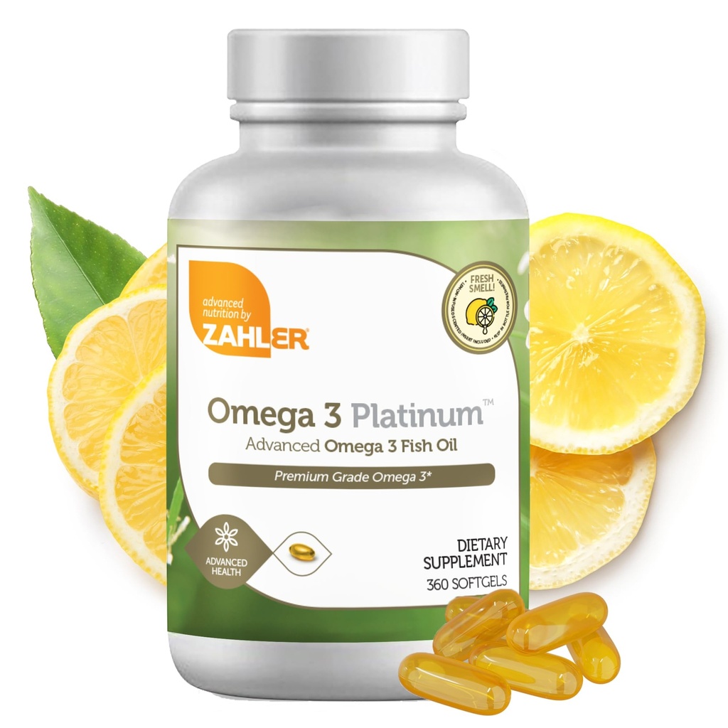 Zahler Omega 3 Fish Oil - Omega 3 Integratori con acidi grassi, 600 mg EPA e 400 mg DHA - Integratori derivati dal tonno di Kosher - Supporta la salute del cervello e del cuore (360 Softgels)