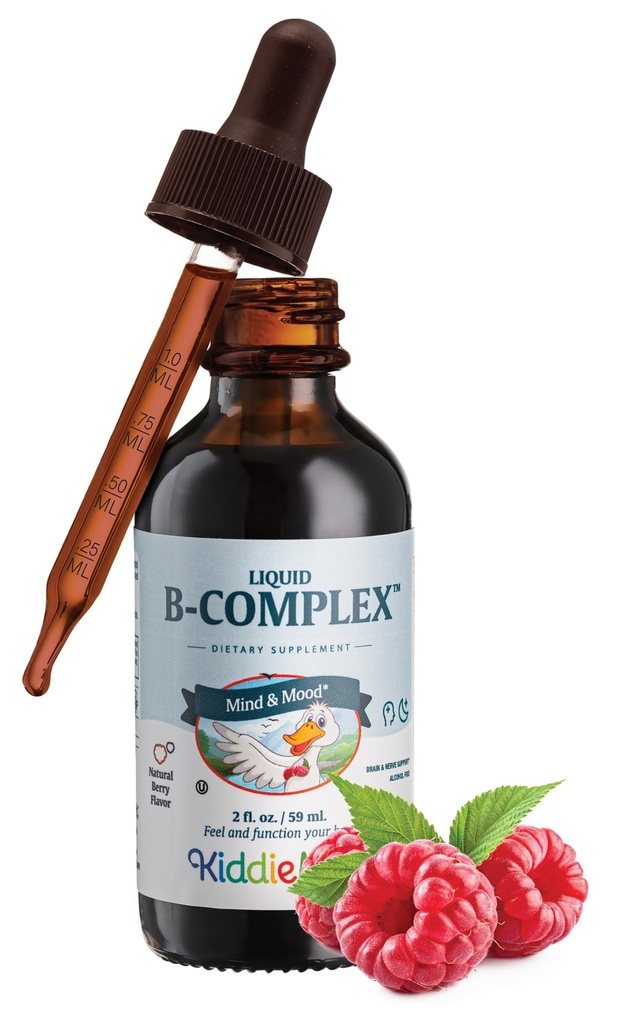Maxi Health Kids Raspberry Liquid Vitamin B Complex - Vitamin Supplement mit Vitamin B12 - Sublingual B Vitamins Complex Tropfen für Kinder mit B1 B2 B3 B5 B6 Biotin Folic Acid - 2 fl. Unzen