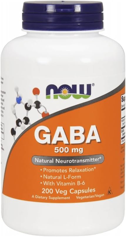 NOW Foods - GABA with Vitamin B6 500 mg. - 200 Vegetarian Capsules