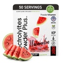 Elektrolyte Pulver Plus (50 Portionen), 0 Calorie Keto, 0 Zucker, kein Maltodextrin, 1000mg Kalium, 120mg Calcium, 120mg Magnesium, Hydration Powder (50 Portionen, Wassermelone)