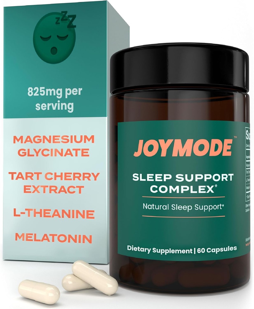 JOYMODE Sleep Aid Supplement für Erwachsene (60 ct) mit L Theanin, Melatonin & 125mg Magnesium Glycinat, 500mg Tart Cherry Extract von CherryPURE für Schlafunterstützung