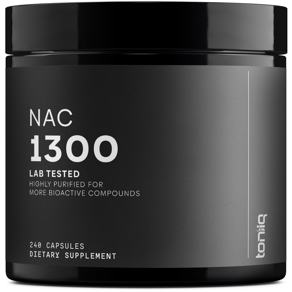 Toniiq 1300mg NAC - 4 Monate Versorgung - Min. 98%+ Tested Purity - Ultra High Strength Bioavailable NAC Cystein Supplement - 240 Vegetarische N Acetyl Cystein Kapseln -Lab Tested TQ
