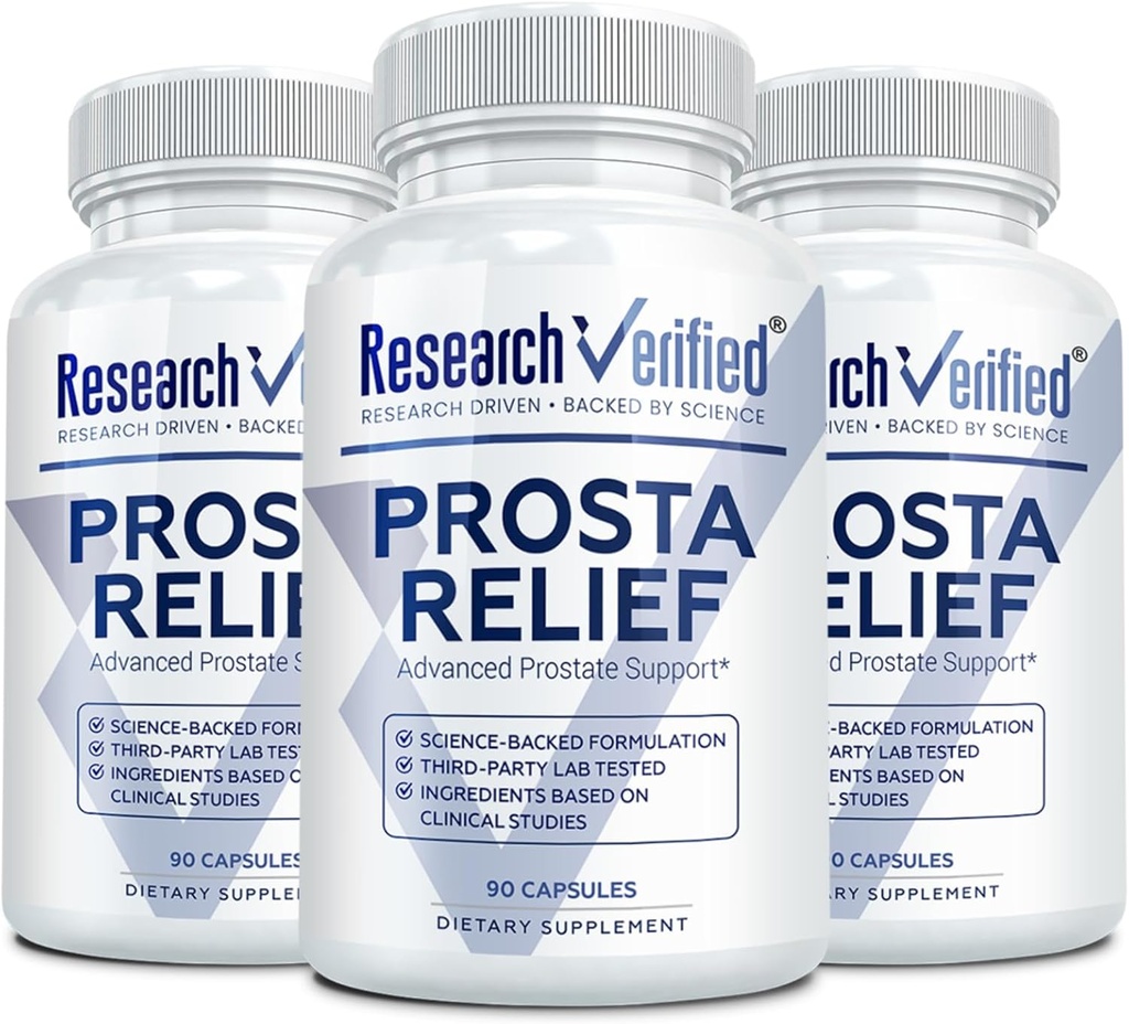 Forschung Verifiziertes Prosta Relief - Säge Palmetto und Bioperine - Prostata Gesundheit; Blase & Urinär Gesundheit, Antrieb und Leistung; Rein natürlich, 90 Kapseln (Pack von 3)