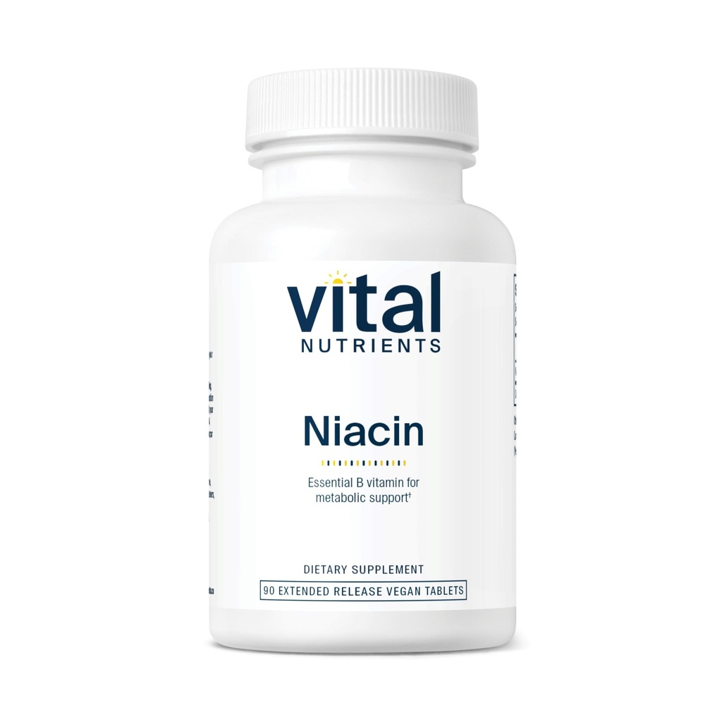 Nutriments vitaux Niacine 500mg - Supplément de niacine pour hommes et femmes - La vitamine B3 soutient la santé cardiaque et le métabolisme des protéines et des graisses - sans gluten, sans lait, sans soja - sans OGM - 90 comprimés
