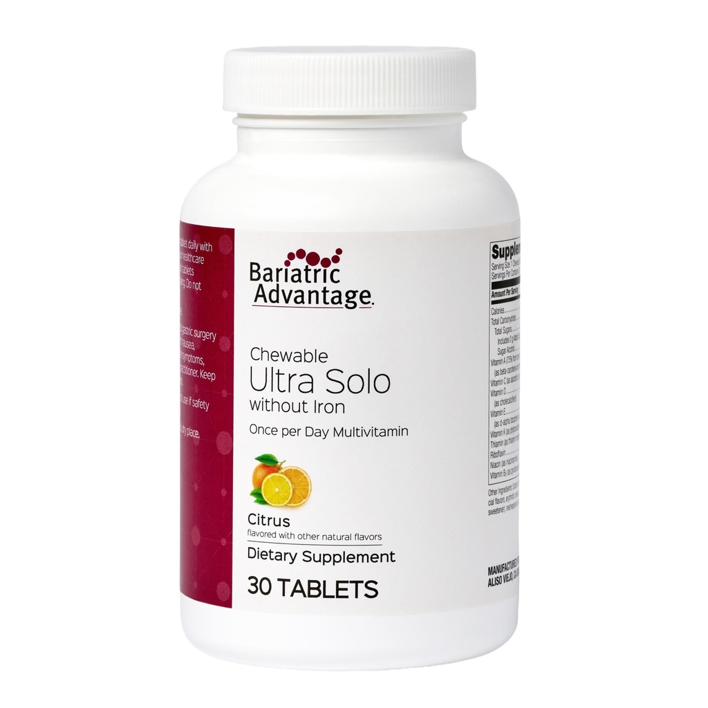 Avantage bariatrique - Chewable Ultra Solo sans fer - Citrus - 30 comprimés (paquet de 1)