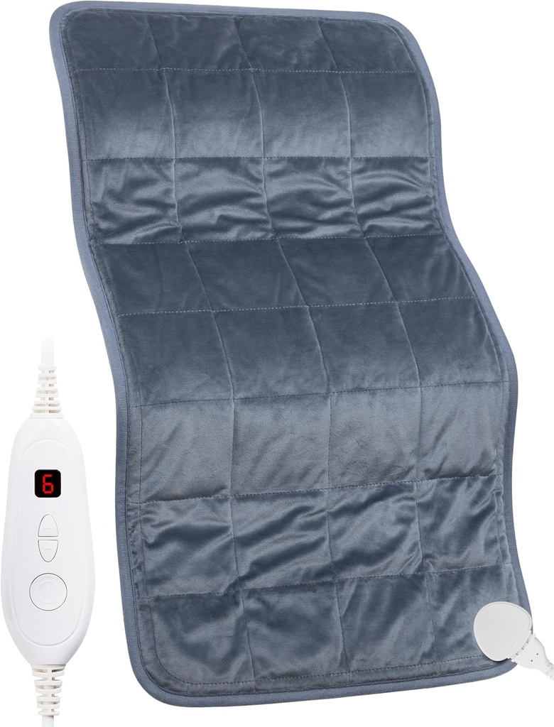 gewichtetes Heizkissen, 17''x 33" XXXL Extra-Large elektrisches Heizkissen für Rückenschmerzen Entlastung w/ 6 Heat Settings 2H Auto Shut-Off, w/4.9lbs BPA-freie Perlen für Krabben Hals Schulter Arme Beine Maschine waschbar