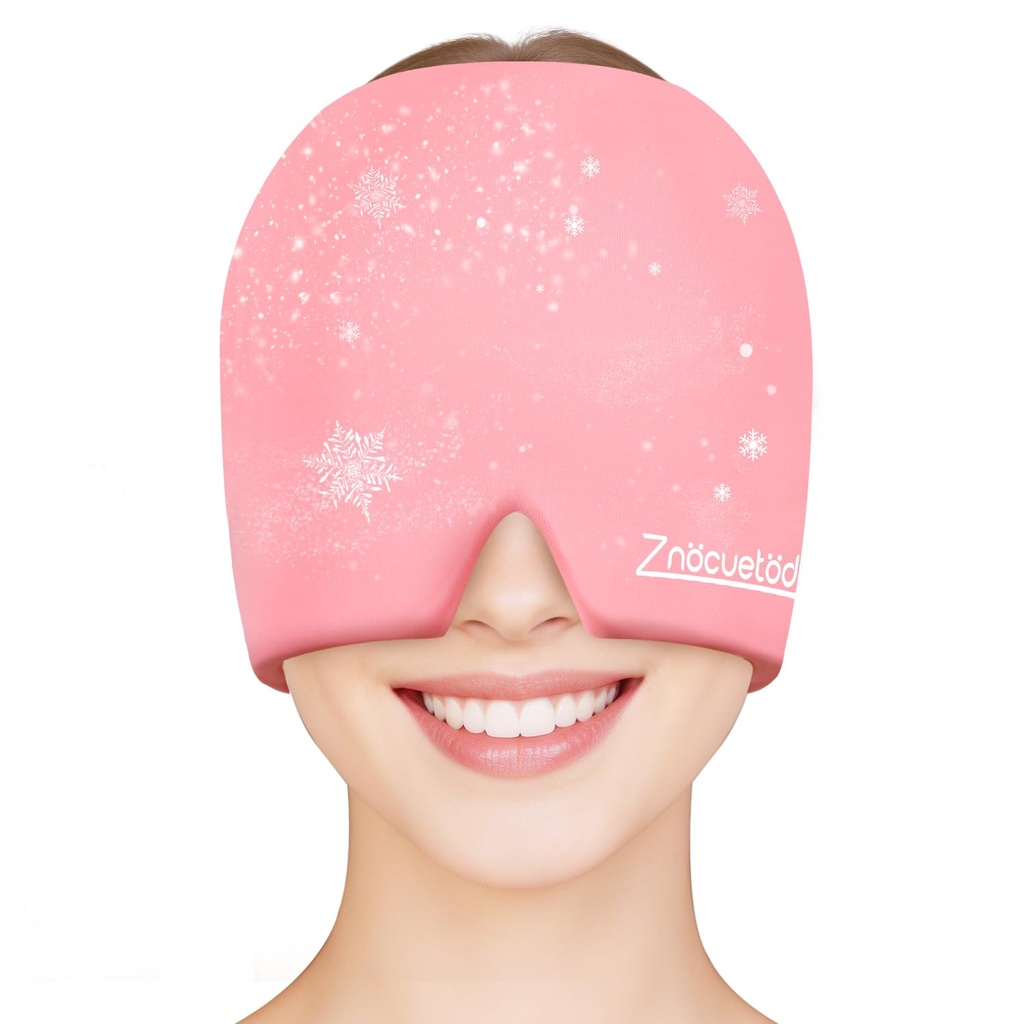ZNÖCUETÖD Migraine Kopfschmerz-Relief Hut Vollkopf-Eis-Pack Wrap Cooling Gel Ice Beanie Kalte Kappe Heiß/Cold Compress-Therapie für Sinus, Stress, Spannung, Kopfschmerzen Relief, Frauen