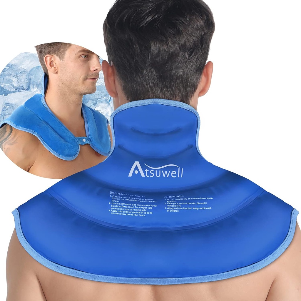 Pacchetto ghiaccio di Atsuwell per la compressione fredda del collo e delle spalle, pacchetto di gel riutilizzabile dei pacchetti di ghiaccio delle spalle, grande pannolino superiore per il collo, spalla, Hip, blu