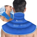 Atsuwell Ice Pack für Hals und Schultern Kalte Kompression, Schulter-Eis-Pack wiederverwendbares Gel-Pack, Große obere Rücken-Kalt-Pack Wrap für Hals, Schulter, Hip, Blau