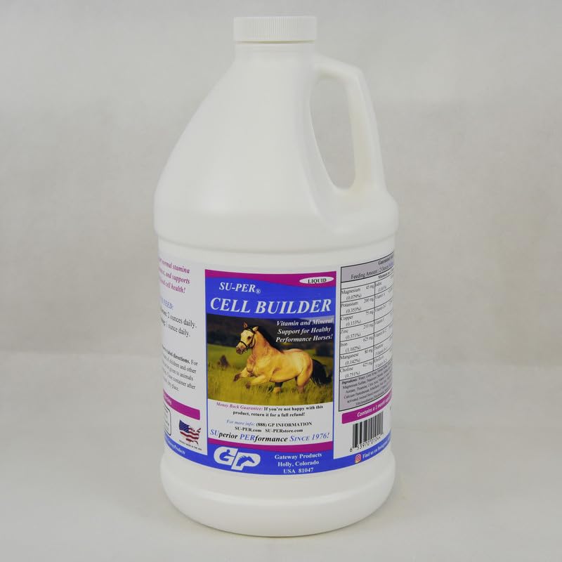 SU-PER Cell Builder Pferde-Ergänzung - High Iron Vitamin Mineral Equine Blut Builderflüssigkeit für Performance Horses - 1/2 Gallon