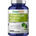 NusaPure Chromium Picolinate 1000mcg 240 Veggie Kapseln (Non-GMO, Vegan)