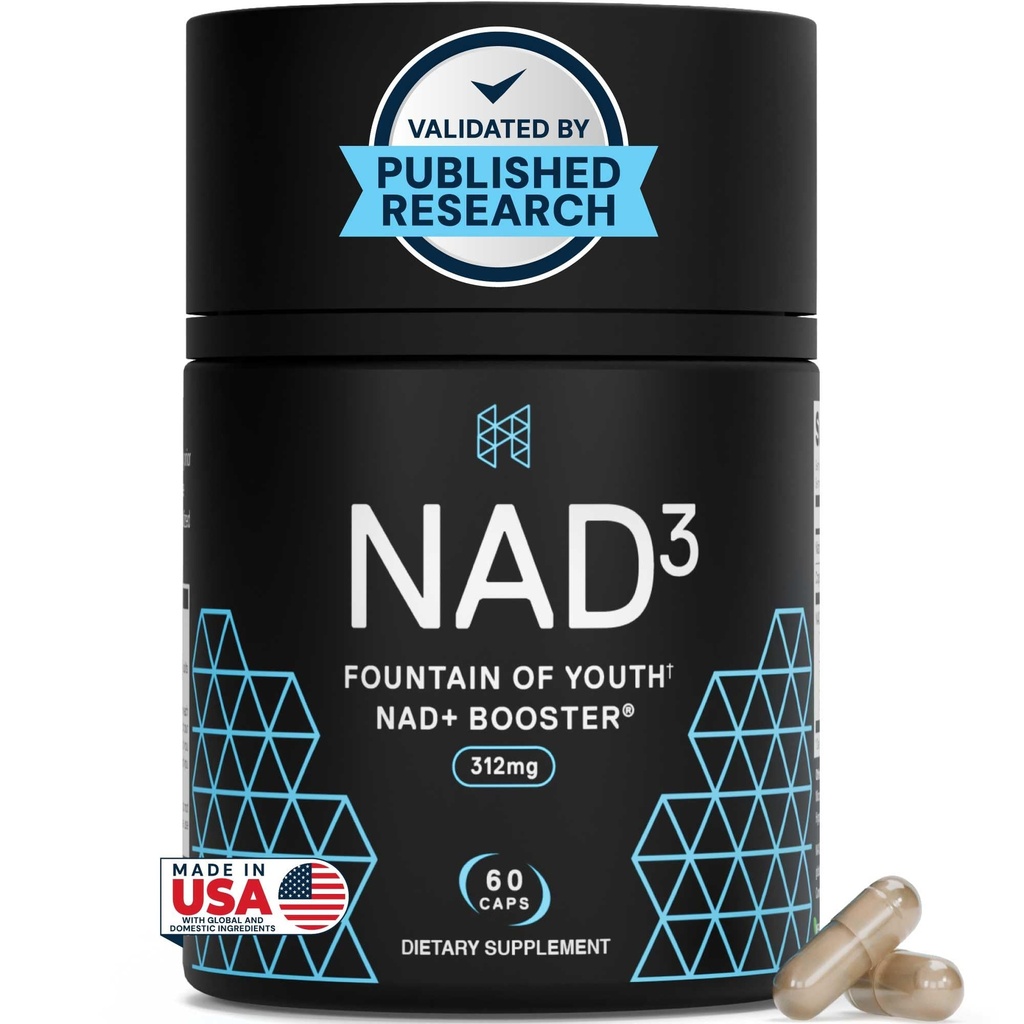 HPN NAD3 Clinical NAD+ Booster, salute cellulare & energia naturale - NAD Supplemento per l'invecchiamento sano, supporto metabolico, NRF2 & Longevità, Nicotinamide Riboside & NMN alternativa, 60ct, 30-Day Supply