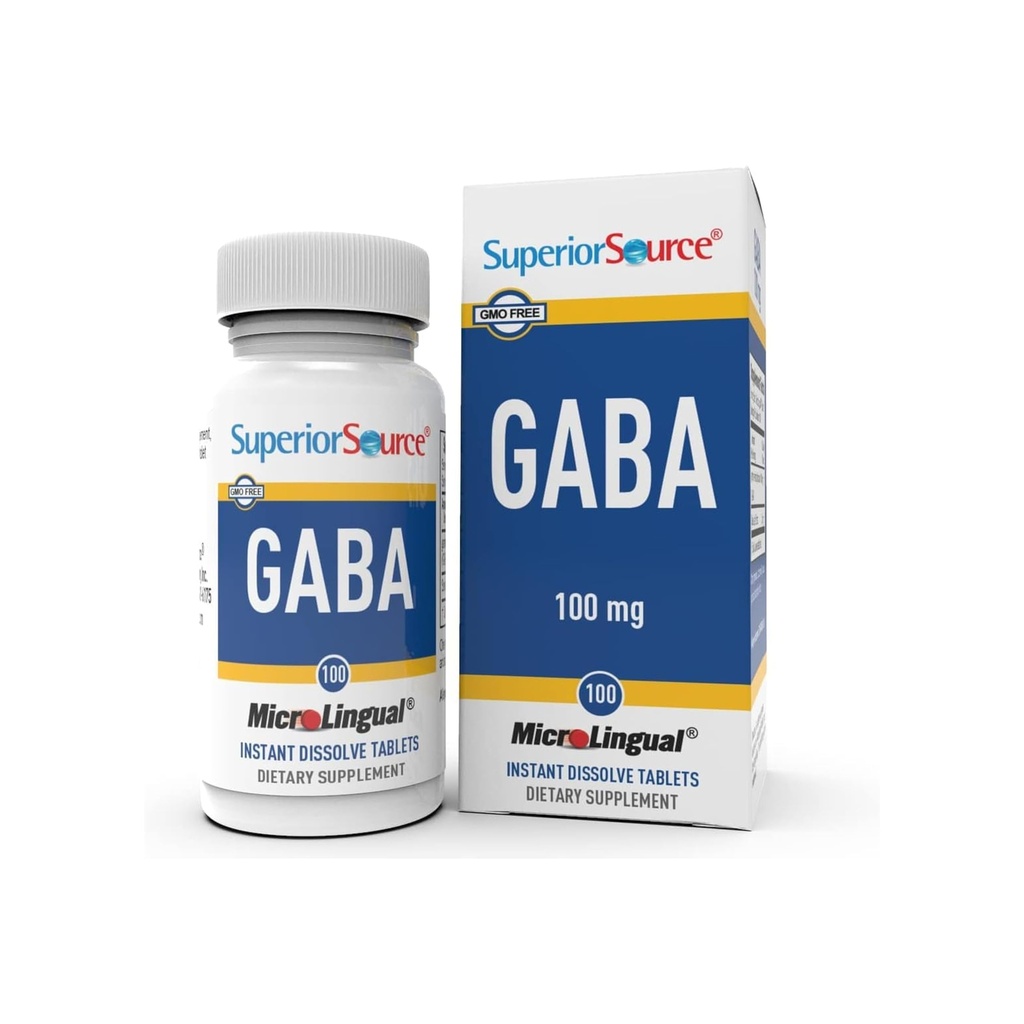 Überlegene Quelle GABA 100 mg - Brain & Nervous System Support Supplement - Gamma-Aminobuttersäure Supplement Aids Gesunder Schlaf - Bariatric Friendly - 100 Sublingual Dissolving Tablets