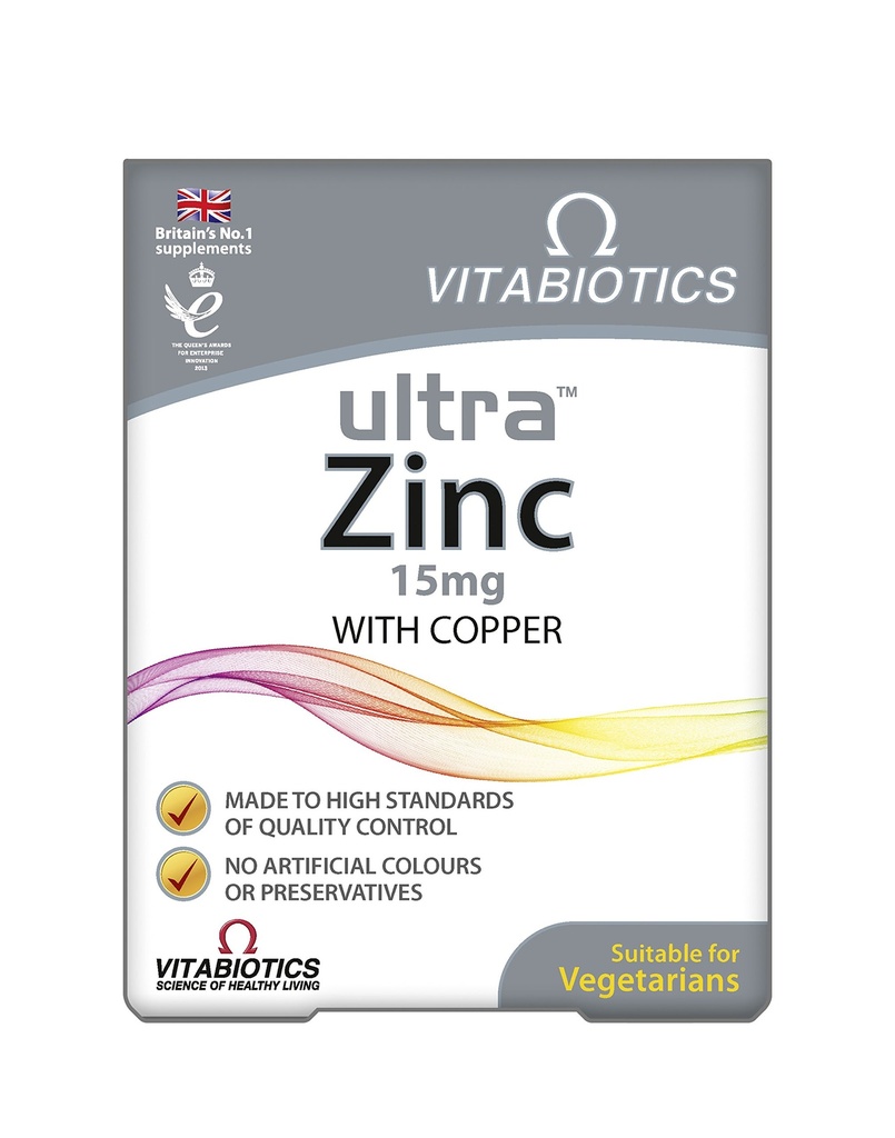 Vitabiotiques ultra zinc 15mg avec Cuivre 60 comprimés par Ultra