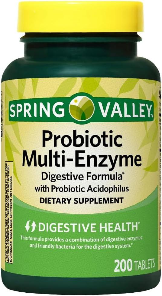 Spring Valley Probiotic Multi-Enzyme Digestive Formel Tabletten, 200 Zähler