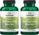 Swanson Full Spectrum Schizandra Berries - Supplément à base de plantes Promouvoir le stress et la santé du foie - Aide à faciliter le corps et l'esprit avec les ingrédients naturels - (90 capsules, 525mg chacune) (2 pack)