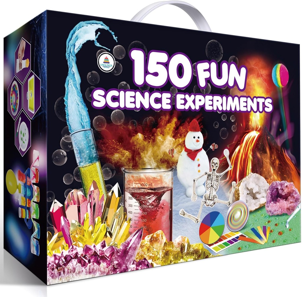 UNGLINGA 150 Esperimenti Science Kit per Bambini Ragazze, S.T.E.M Kit Toys Regali Idee di compleanno Natale, Chemistry Break Geodes, Volcano, Fisica Attività Educative Progetto