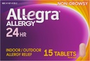 Allegra Adulte 24HR Antihistaminique non somnolent, 15 comprimés, soulagement des symptômes allergiques à action rapide, 180 mg