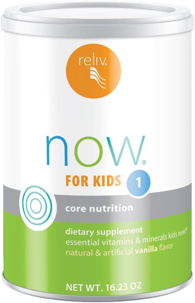 RELIV Jetzt für Kinder 1 Vanille - Niedrigere Ernährungs Shake mit Vitaminen, Mineralstoffen & Pflanzenbasiertes Protein für Wachstum & Entwicklung, 30 Servierungen