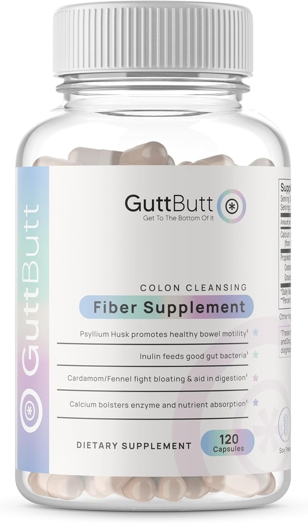 Vegan Cleanliness Fiber Supplement | Hilft Digestive Regularity | Psyllium Husk, Inulin, Cardamom, Fennel Seed, Calciumcarbonat | Proprietäre Formel | 120 Vegan Kapseln