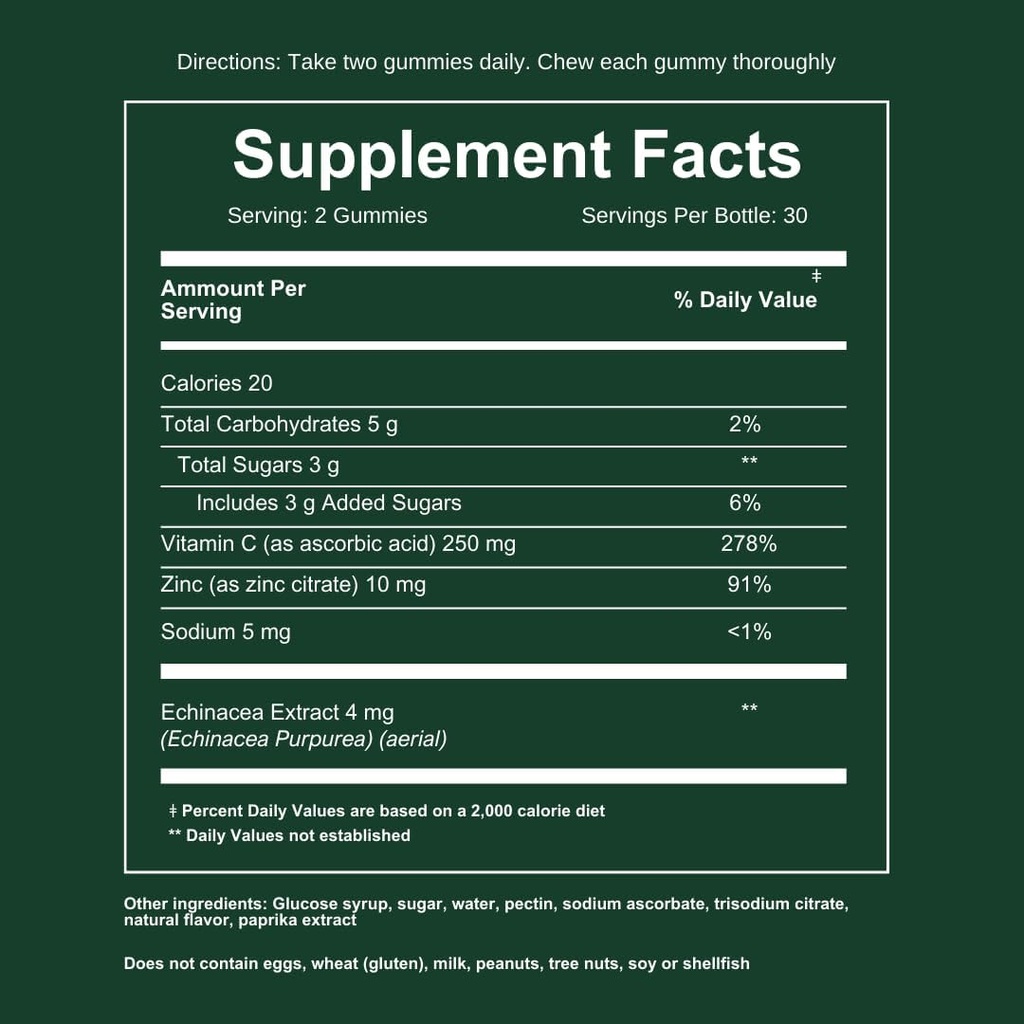 WEEM Immune Support Gummies - Vitamina C - Zinc - Echinacea - Supporto per il sistema sanitario - alternativa alle pillole, senza glutine, integratore naturale per bambini e adulti - 3 Pack