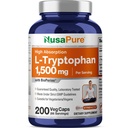 NusaPure L-Tryptophan 1500mg 200 Vegetarische Caps (Non-GMO, Vegan) Bioperine