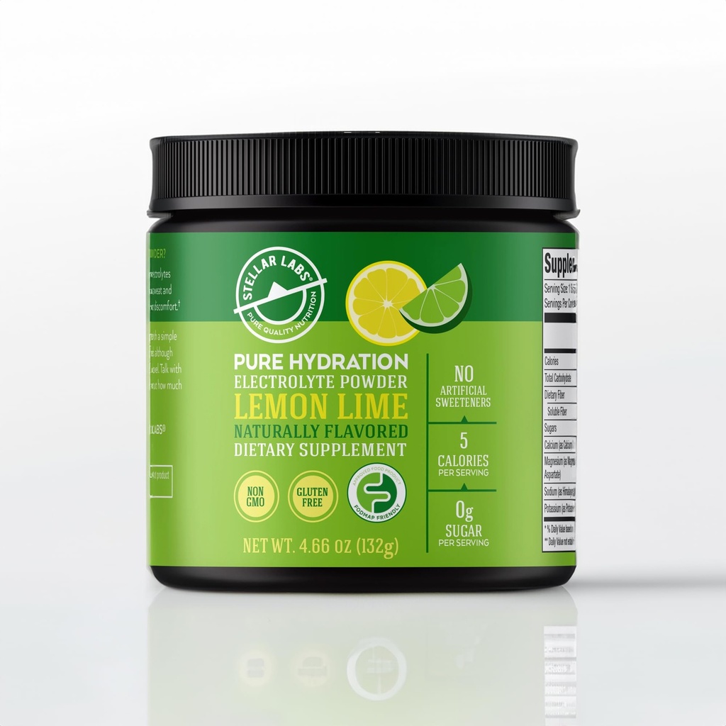 Polvere di elettrolita di laboratori stellari senza zucchero | Bassa idratazione FODMAP Multiplier in polvere miscela di bevanda | Keto Friendly, Sugar Free, Non OGM, Gluten Free Dehydration Relief | Lime di limone, 30 Servings