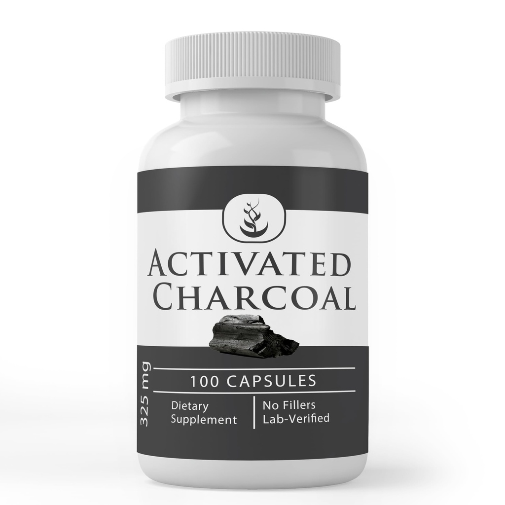 Pure ingredienti originali Charcoal attivato, (100 capsule) Sempre puro, Nessun Additivi o Filler, Lab verificato