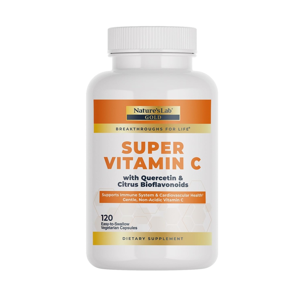 Il Laboratorio di Natura Oro Super Vitamina C 1000mg – Supporto di Sistema Immune – Contiene Bioflavonoidi Complesso & Quercetina – Non Acidico, Non OGM, Senza Glutine, Vegan – 120 capsule (2 Mesi di Alimentazione)
