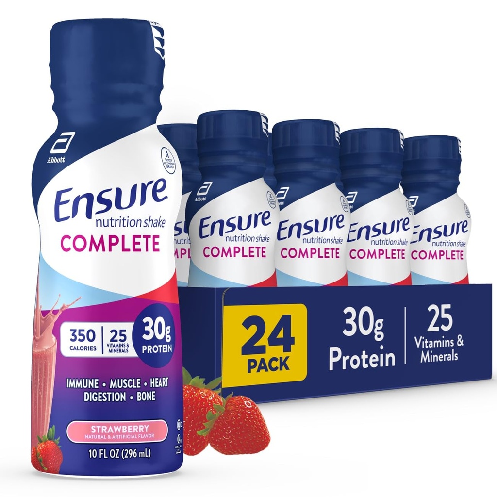 Vergewissern Sie sich COMPLETE Nutrition Shake mit 30g Protein, Immungesundheit Nährstoffe, Schokolade und Erdbeer-Flaschen, Packungen von 24 (10 fl oz)