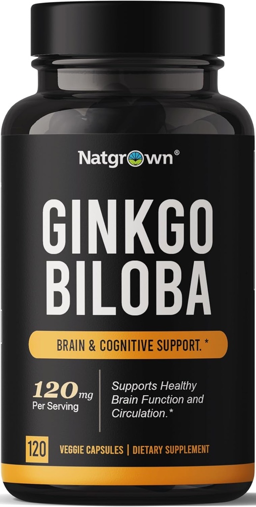 Natgrown Ginkgo Biloba 120mg - Estratto di Ginkgo Biloba Extra - 120 Count