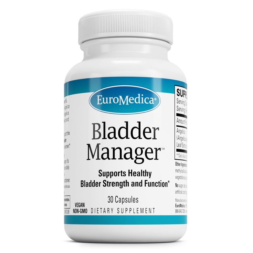 EuroMedica Bladder Manager - Bladder Support Supplement - Nahrungsergänzung mit Angelica Blatt Extrakt - Vegan Kapseln zu helfen Urinary Tract Function & Health - 30 Kapseln