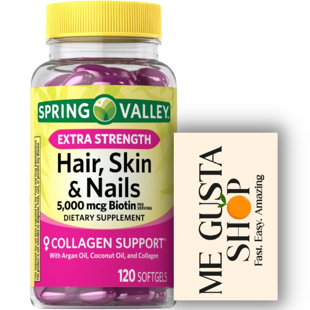 Extra Stärke Haar, Haut und Nägel Nahrungsergänzungsmittel Spring Valley, Biotin, Collagen, Gelatin 120 ct Inklusive Pill Organizer