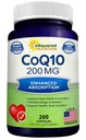 aSquared Nutrition CoQ10 (200 Kapseln und 200mg) - Hohe Absorption Vegan CO Q-10 Pulver - Enzyme Ubichinon Ergänzung Pillen, extra Antioxidans Coenzym Q10 Vitamin, Coq 10 Alernative zu Softgelen