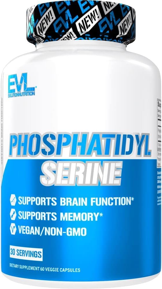 Evlution PhosphatidylSerine Nootropics Brain Support Supplemento - Advanced Anti Aging Brain Health Supplement for Adults - Memoria e messa a fuoco con Phosphatidylserine 300mg - EVL Vegan Non-OGM