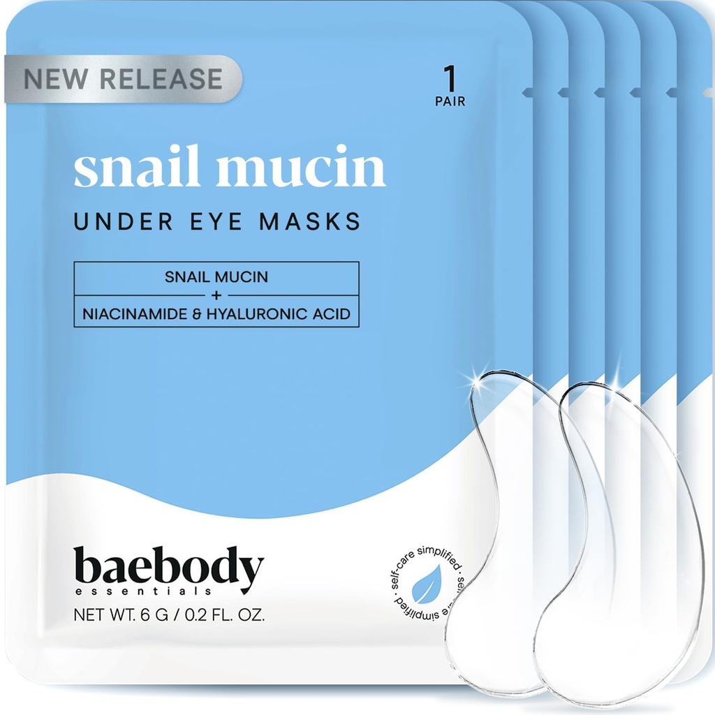 Mucin d'escargot avancé pour femmes et hommes (6 paires) - Masques sous les yeux pour les cercles sombres et le puffines - avec le niacinamide - Réduire les rides et les lignes fines