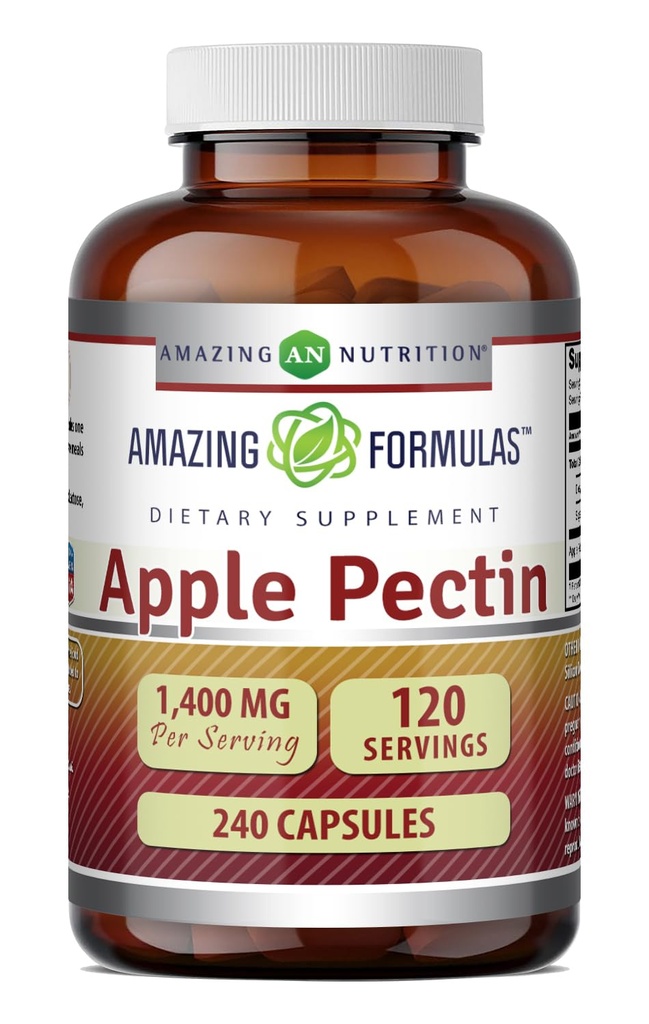 Incredibile Formulas Apple Pectin 1400 Mg per Serving Supplemento | Capsules | Non-GMO | Gluten-Free | Made in USA (1 Pack | 240 capsule)