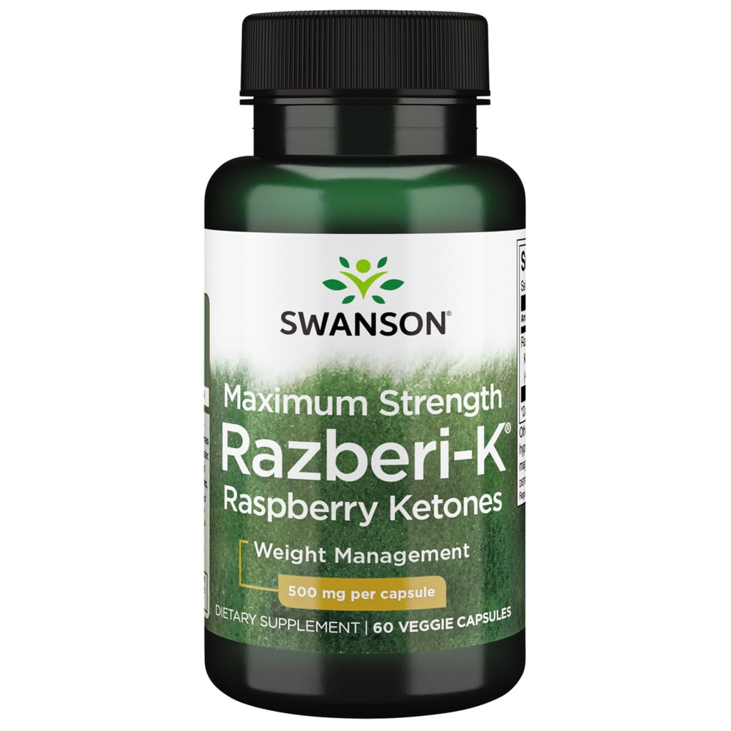Swanson Maximum Stärke Razberi-K 500 Milligramme 60 Veg Kapseln