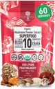 Bio Pilz-Pulver-Extrakt -Superfood 10 Supplement 14x Stärke 100% reine USDA Immunität Booster- Reishi, Chaga, Cordyceps, Shiitake, Lions Mane, Türkei Tail und mehr. Kaffee/Tea 60 Gramm