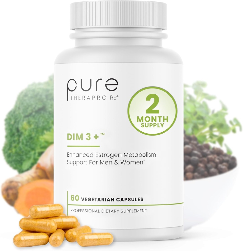 Reines Therapro Rx DIM 3+ | 60 Vegan Caps - 2 Monate Versorgung | DIM, Curcumin & BioPerine, Unterstützt gesunden Estrogen Metabolismus in Männern & Frauen, Antioxidantien & Detoxification Support, Pharmazeutische Grade