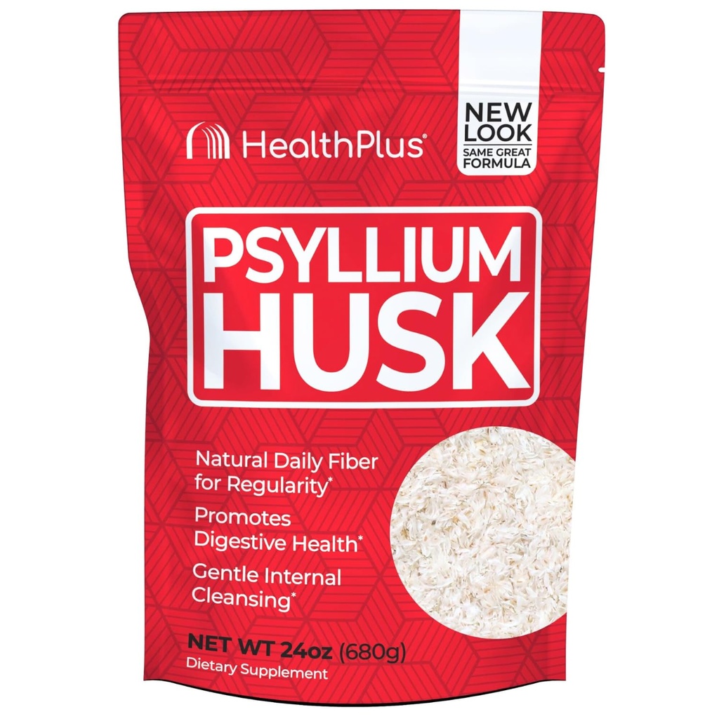 Health Plus, Psyllium Husk, 24 oz, 96 Servierungen - Natürliche Detox, Tägliche Nahrungsfaser-Ergänzung, Genuss-Relief, Gentle Gut Cleanse, Keto Baking