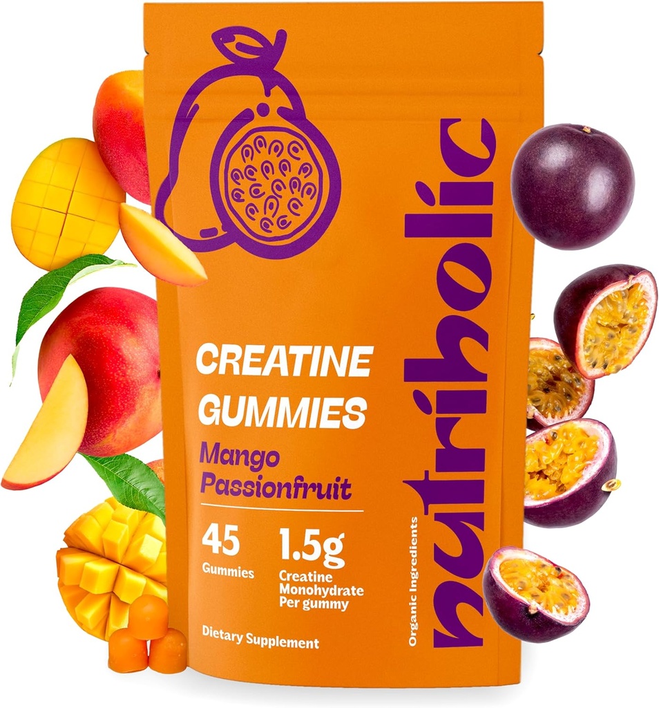 Creatine Monohydrate Gummi für Männer und Frauen - leicht zu digest, Vegan, Glutenfrei, Non-GMO, 1,5g Kreatin pro Gummy - 45ct (45 Count, Mango Passionfruit)
